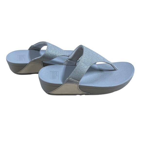 Fitflop Lulu Shimmerlux Thong Sandal Silver Women's Size 9 Excellent Condition - Picture 5 of 10